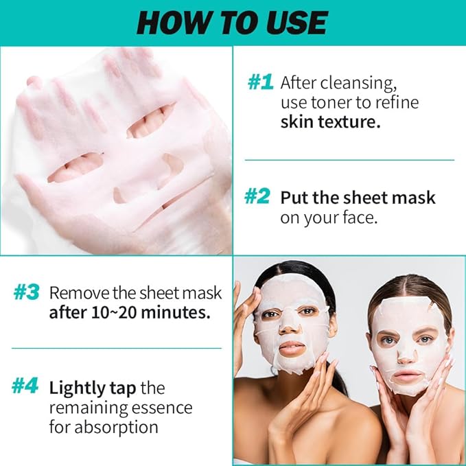 EUNYUL [PACK OF 10] Clean & Fresh Sheet Mask 22 ml / 0.74 fl.oz. 10 types Korean Sheet Mask Bundle Pack For All Skin Type Face Mask Pack