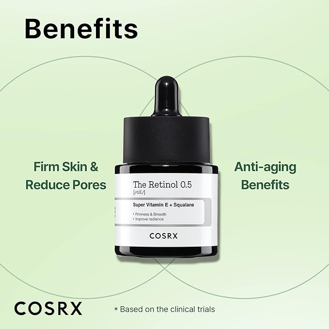 COSRX Retinol 0.5 Oil, Anti-aging Serum with 0.5% Retinoid Treatment for Face, Reduce Wrinkles, Fine Lines, & Signs of Aging, Gentle Skincare for Day & Night, Not Tested on Animals, Korean Skincare