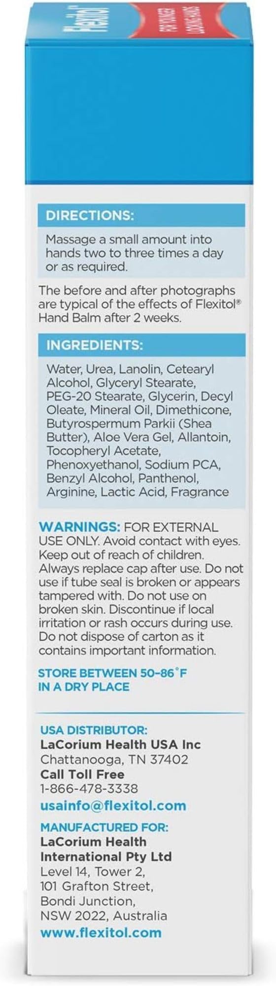 Flexitol Hand Balm, Rich Moisturizing Hand Cream, 2.5 Ounce Tube