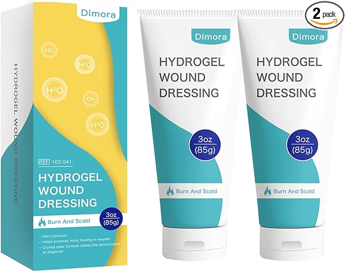 Dimora 2 Packs 6oz Hydrogel First Aid Ointment, Burn Injory Soothing Gel, Skin Repair Cream for Emergency Burn, Postoperative Incisions, Bruises, Debridement Wound Care