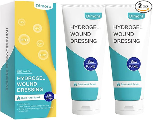 Dimora 2 Packs 6oz Hydrogel First Aid Ointment, Burn Injory Soothing Gel, Skin Repair Cream for Emergency Burn, Postoperative Incisions, Bruises, Debridement Wound Care