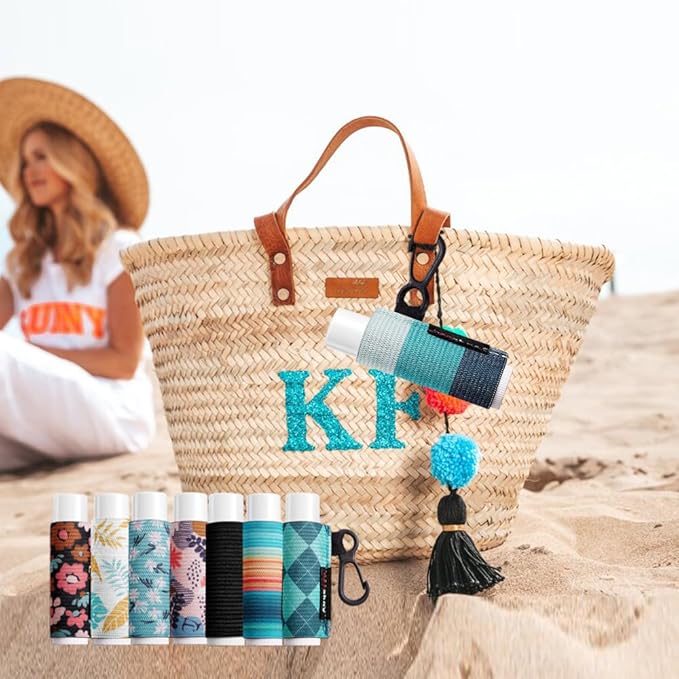 5pcs Lip Balm Holder Keychain Lipstick Women(Daisy/Tulip/Leo)