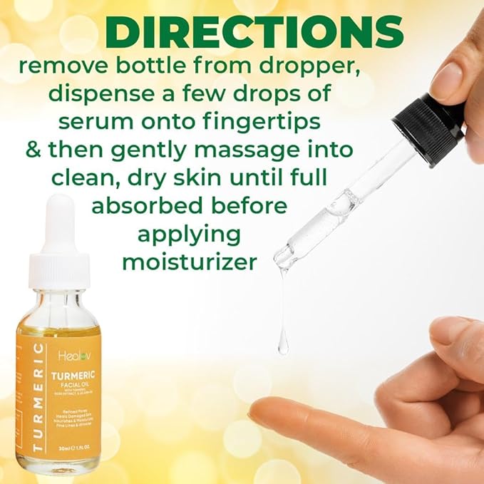 Turmeric Oil for Face & Body - All Natural Turmeric Skin Brightening Oil for Dark Spots - Turmeric Facial Repair Serum Cleanses Skin, Fights Acne, Evens Tone, Heals Scars - Turmeric Serum for All Skin