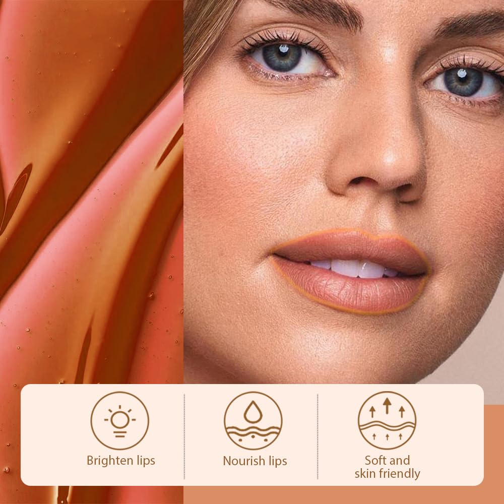 Hxssll Matte Lip Gloss Stain-Peel Off Lip Liner Tattoo, Orange Brown Lip Tint，Long Lasting Peel Off Lip Stain, Waterproof Transfer-proof Lip Mask Lip Liner Peel Off Lip Gloss,Stayn Lip Makeup. #01