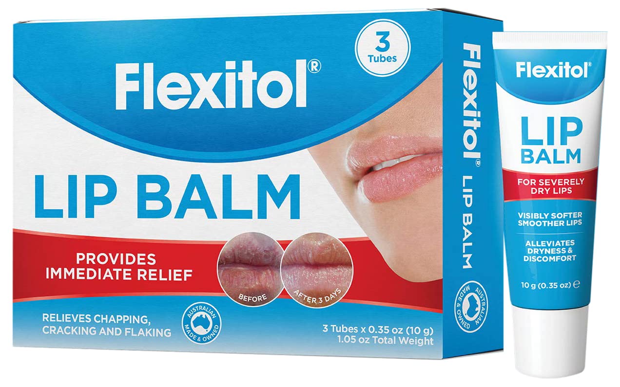 Flexitol Lip Balm, 0.35 Ounce Tube, Cream White, 3 Count (Pack of 1)