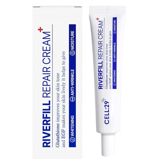 RIVERFILL REPAIR CREAM EGF Centella Niacinamide Deep Wrinkle Moisturizer Anti Aging Rejuvenation Crow’s Feet Glass Skin Korean Skincare Skin Barrier Day & Night Routine 1.35 fl.oz (40ml)
