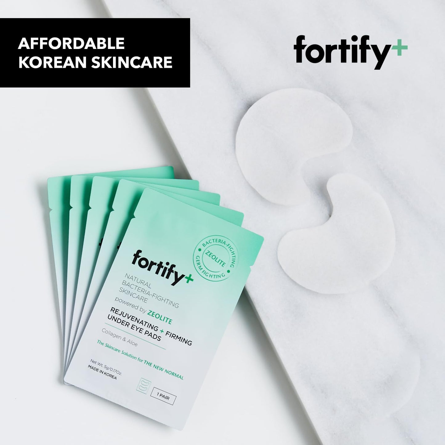 Fortify Skincare Under Eye Patches For Puffy Eyes and Dark Circles - Dermatologist Tested Anti-Aging - Ultra Hydrating, Anti Wrinkle Patches - Natural, Vegan, Clean Beauty, Korean Skin Care - 10 Pairs