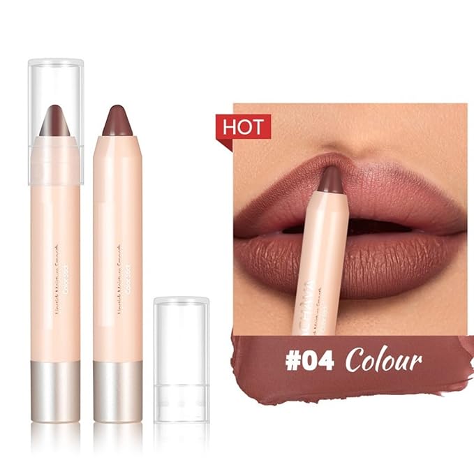 8 Colors High Pigmented Smooth Matte Lip Liner Pencil, Waterproof Velvet Lipstick Pen, Professional Lip Liner for Girls and Women (04)