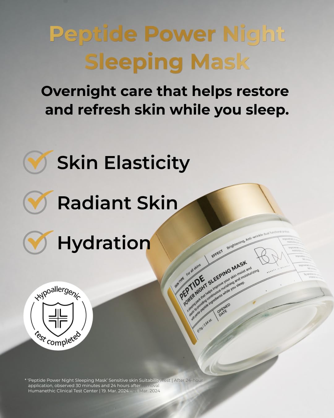 BOM COSMETICS A Set of Peptide Power Skincare With 5 Kinds of Items (Toner, Ampoule, Cream, Eye Cream, Sleeping Mask), 24K Gold & Pentapeptide for Skin Collagen Boost, Korean Skincare