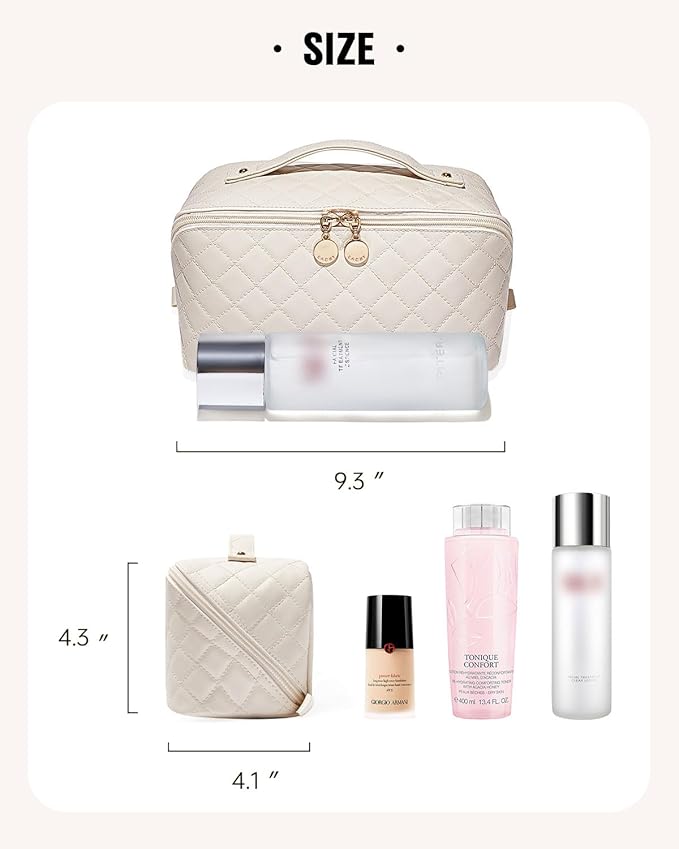 EACHY Travel Makeup Bag,Large Capacity Cosmetic Bags for Women,Waterproof Portable Pouch Open Flat Toiletry Bag Pattern Makeup Bag