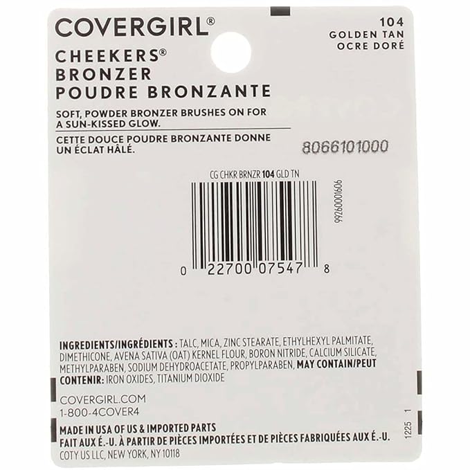 Cover Girl cheekers Bronzer olden Tan .12 oz 104 G