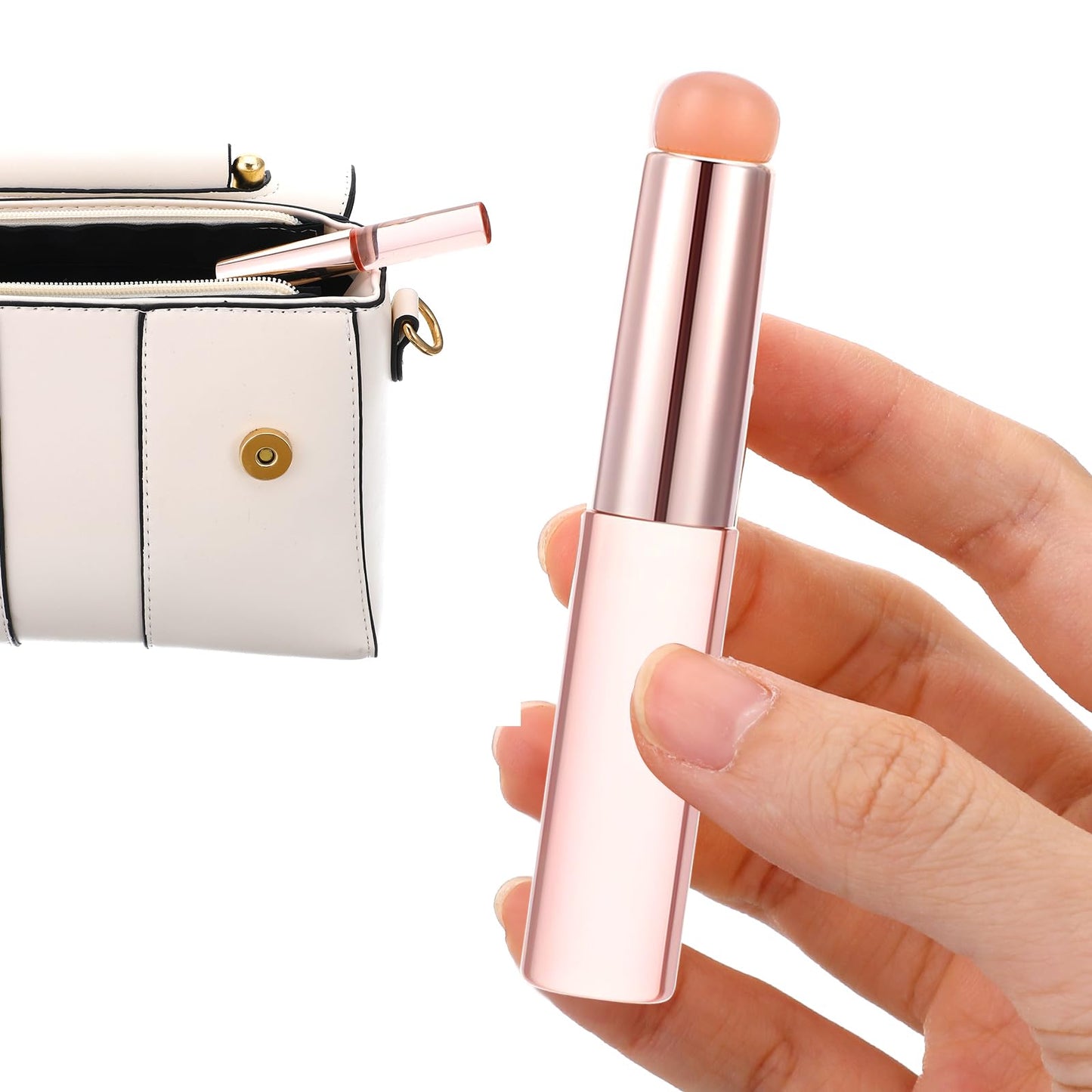 2 Pcs Lip Balm Applicator Silicone Lip Mask Brush with Cap, Round Head Lips Brushes Reusable Silicone Makeup Brush Convenient and Easy to Clean for Even Application of Lipstick Lips Gloss