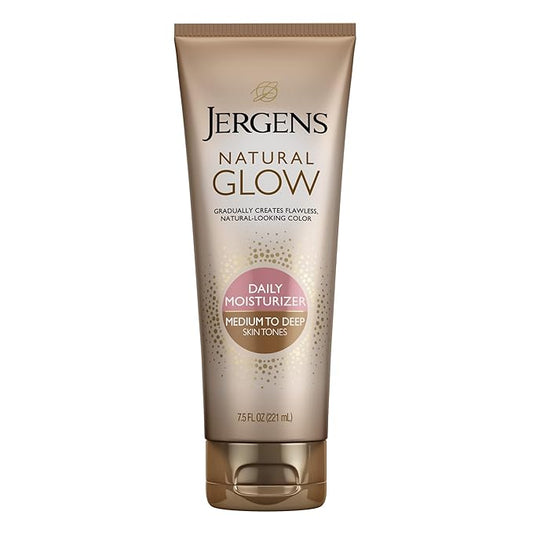 Jergens Natural Lotion, Medium to Deep Skin Tone, Daily Moisturizer with Antioxidants & Vitamin E, 7.5 oz