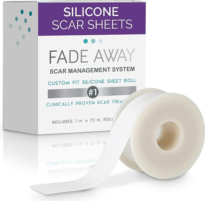 Fade Away Scars - Original Silicone Scar Sheeting Roll- Custom Size Medical Grade- Effective Silicone Scar Sheets, Strips and Patches for Scars, Surgical Scar Tape, Silicone Scar Sheets.