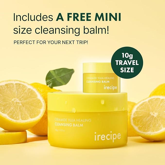 Ceramide Yuja Makeup Cleansing Balm with Travel Size | Deep Cleansing All-in-One Korean Face Cleanser, Makeup Remover, Zero Irritation, Blackheads Remover, Clean Beauty, Vegan (120g / 4.23oz)