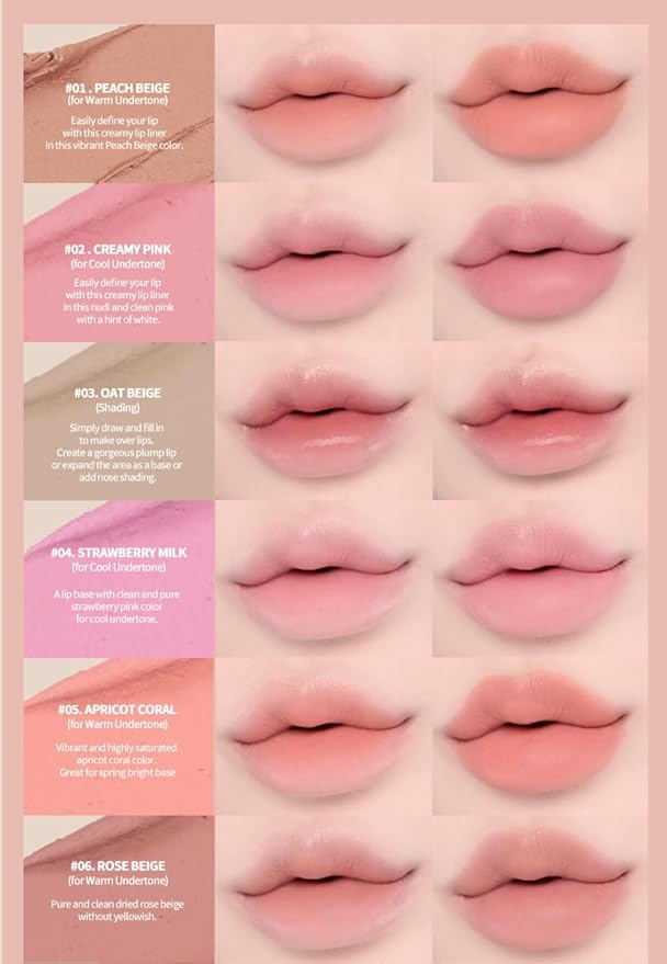 Heart Percent Dote On Mood Lip Pencil, Long-Lasting Creamy Lip Crayon Smooth Color Liner Retractable Lipstick Pencil 0.8g, #03. Oat Beige