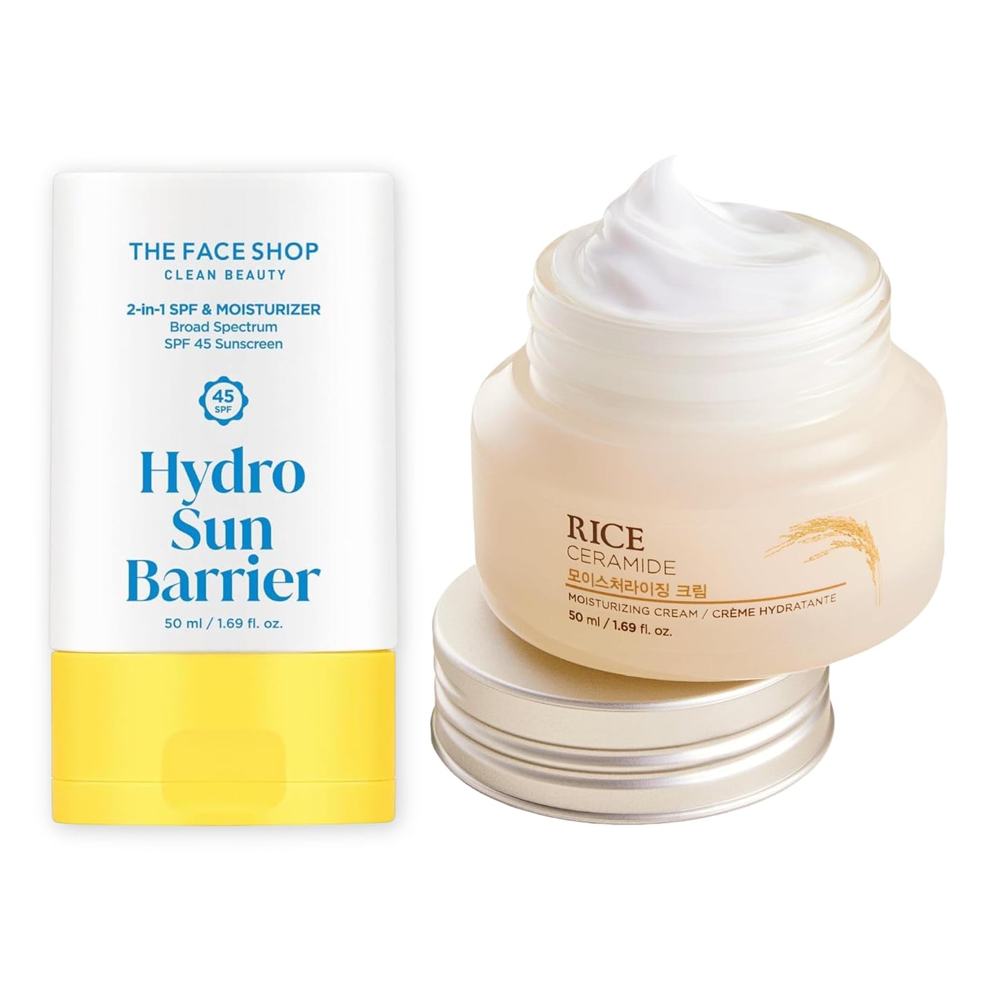 The Face Shop Rice Ceramide Sun Barrier Set - Rice Extract Korean Moisturizer & Daily Hydrating Facial Sunscreen