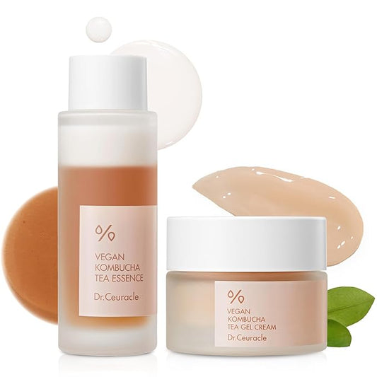 Dr.Ceuracle Vegan Kombucha Tea Beginning Set - Korean Skincare Set for Travel & Business Trip, Mini Size Essentials included Essence, Gel Cream