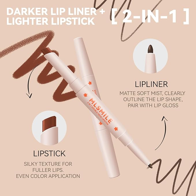 Matte Red Lip Liner Lipstick, Double-end Cream Lip Liner Pencil, Waterproof Long Wear Smudge Proof Lip Liner,Rich Lip Colors,Retractable Smooth Lip Liner, High Pigmented Dark Lip Liner For Women (#03)