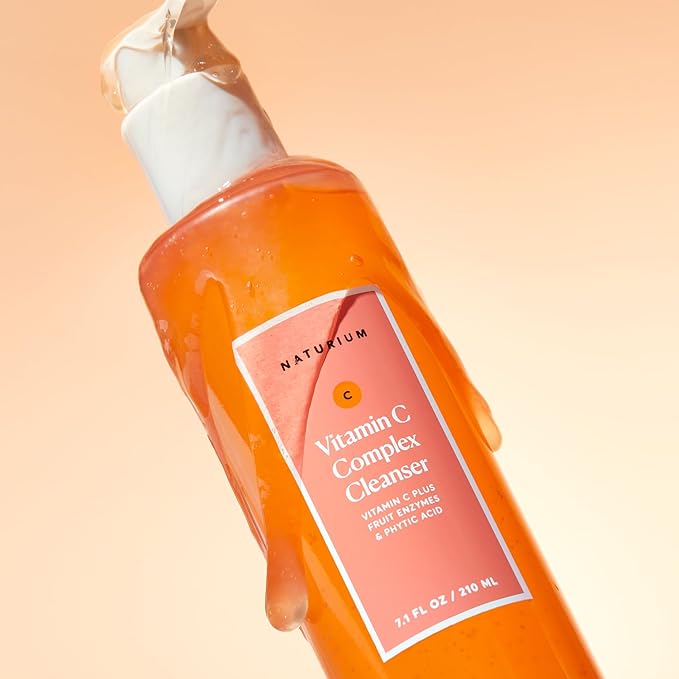 Naturium Vitamin C Complex Cleanser, Gently Exfoliating & Deeply Cleansing Foaming Face Wash Gel with Phytic Acid & Fruit Enzymes, 7.1 oz