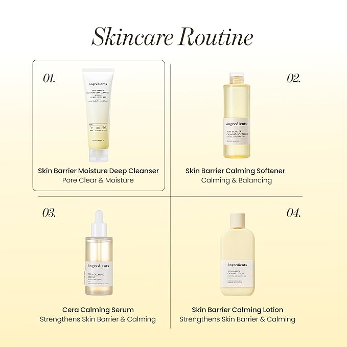 ONGREDIENTS Skin Barrier Moisture Deep Cleanser | Daily Face Wash for All Types | Centella, Peptide, AHA, LHA, Hydrating, Soothing, Pore Tightening | Vegan, Korean Skin Care 4.06 fl Oz