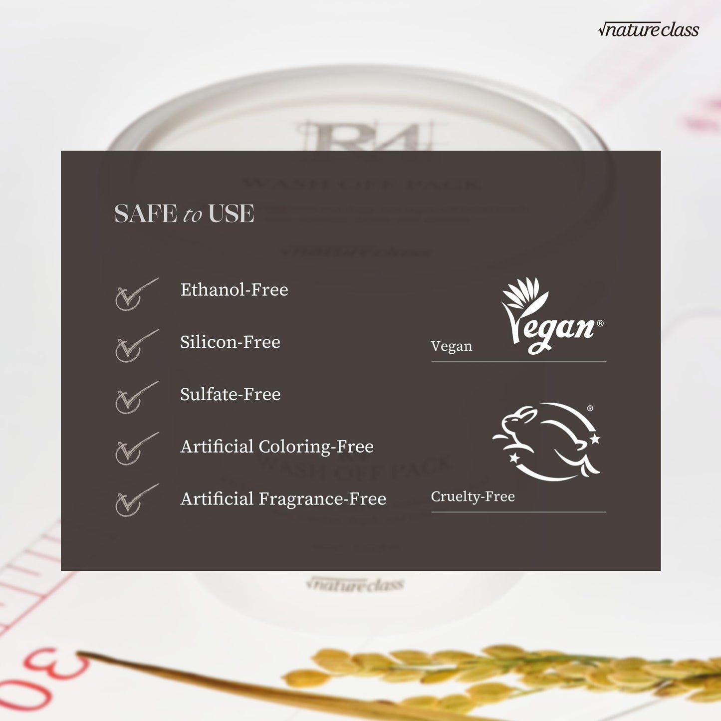 NATURECLASS R4 Rice Wash Off Facial Mask – 4-in-1 Pore Care, Deep Cleansing, Hydrating, Exfoliates, Pore Sebum Clearing, Gentle Exfoliating Korean Skincare 3.38 Fl Oz