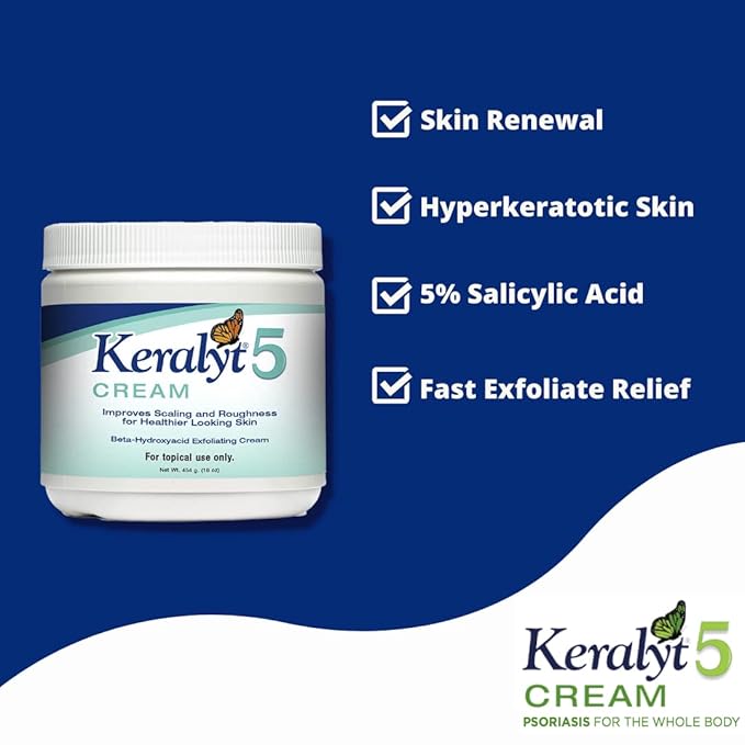 5 Psoriasis Cream - Full Body 5% Salicylic Acid Exfoliating Skin Lotion - Promotes Relief from Itchy, Redness, Dryness, Roughness, and Flakey Skin