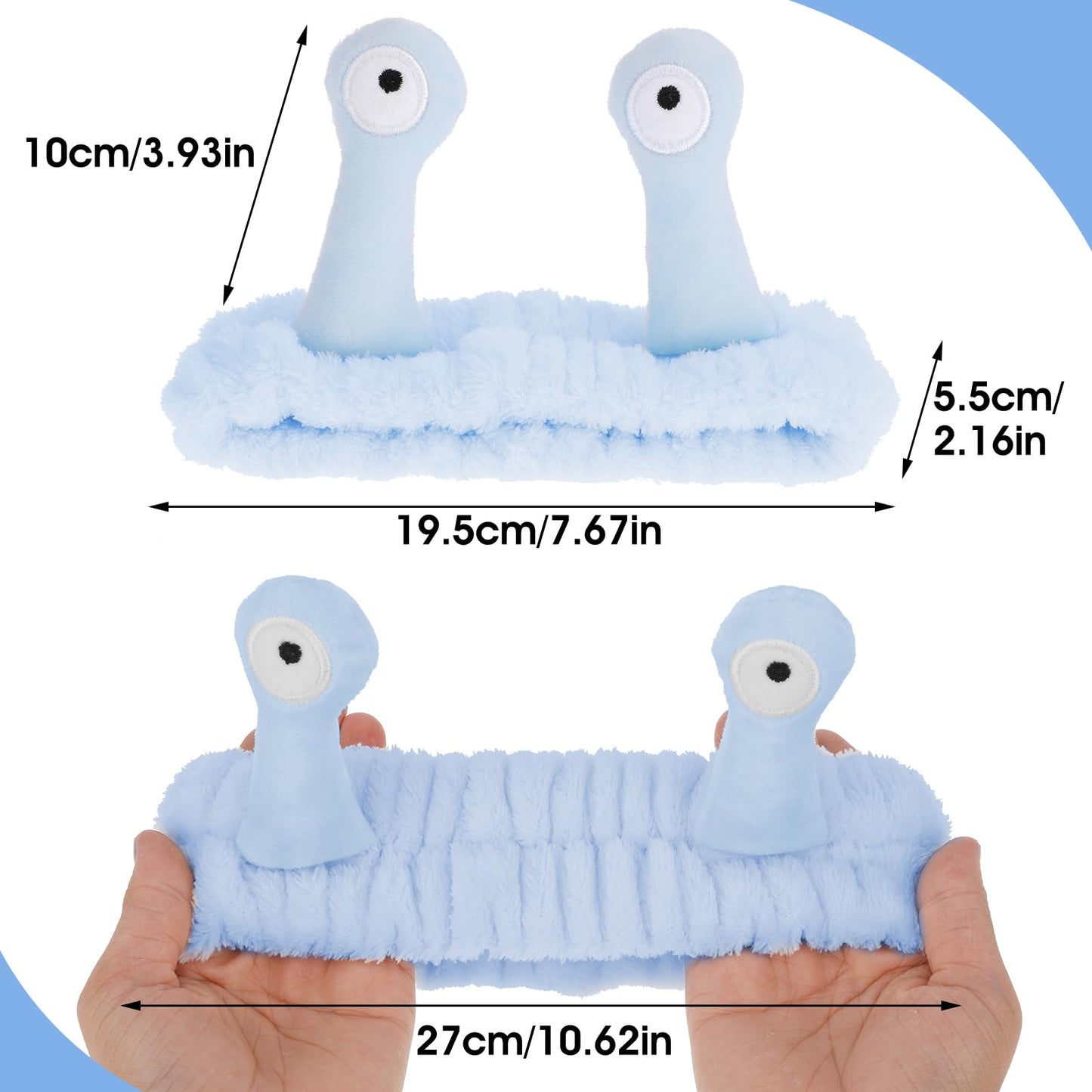 Molain Snail Headband, Face Wash Spa Hair Bands Makeup Headbands Women Cartoon Cute Coral Fleece Elastic Headband Creative Accessories for Washing Shower Sports Beauty Skincare, Blue (ML-7YREV2)