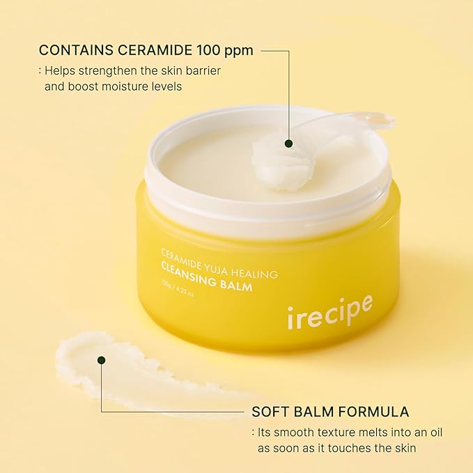Ceramide Yuja Makeup Cleansing Balm with Travel Size | Deep Cleansing All-in-One Korean Face Cleanser, Makeup Remover, Zero Irritation, Blackheads Remover, Clean Beauty, Vegan (120g / 4.23oz)
