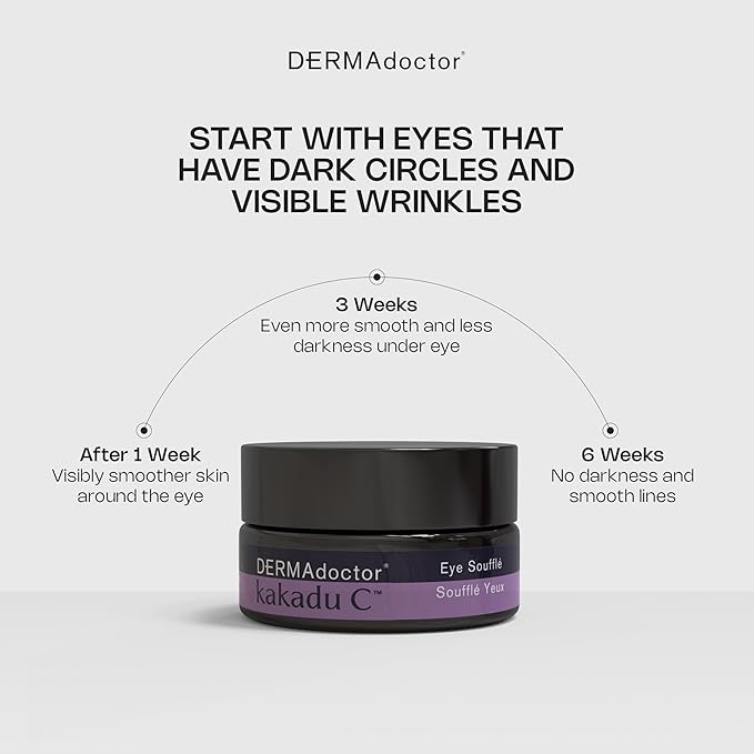 DERMAdoctor Vitamin C Under Eye Cream - Caffeine & Vitamin E | for Dark Circles, Bags Under Eyes, Wrinkles, Puffiness, Eye Fatigue, Dehydration - Anti-Aging Under-Eyes Vitamins & Moisturizer Soufflé