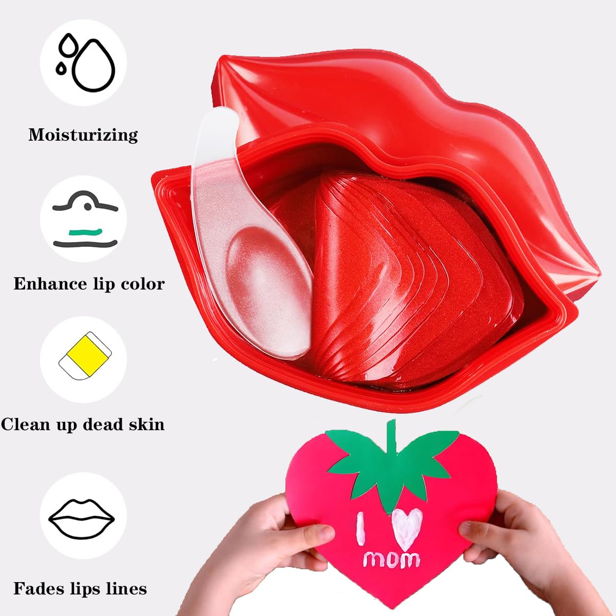 20PCS Collagen Lip Masks,Lip Care Lip Pads Great for Moisturizing,Nourishing & Firms Lip,Lip Sleeping Mask for Plumping Your Lips. (YUEHAO Lip Mask Red)