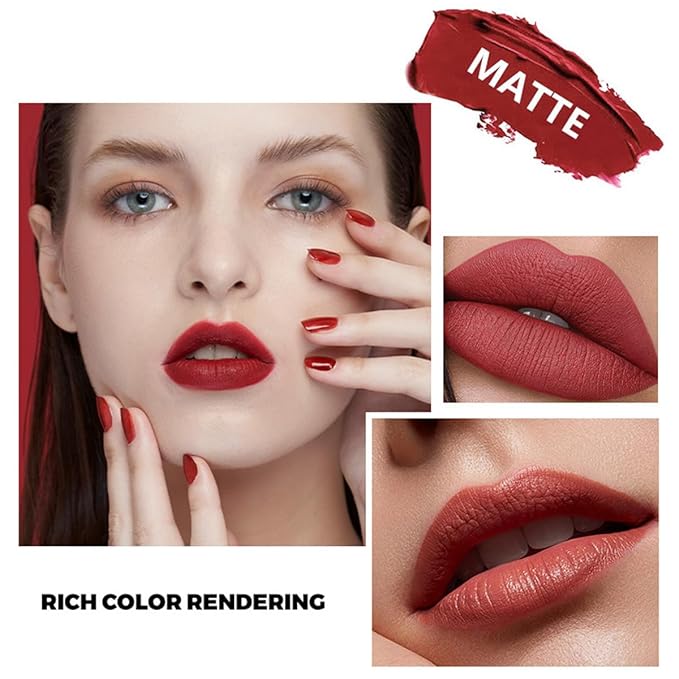 6 Color Set Matte Finish Velvet Lip Stain,Waterproof Gloss,Highly