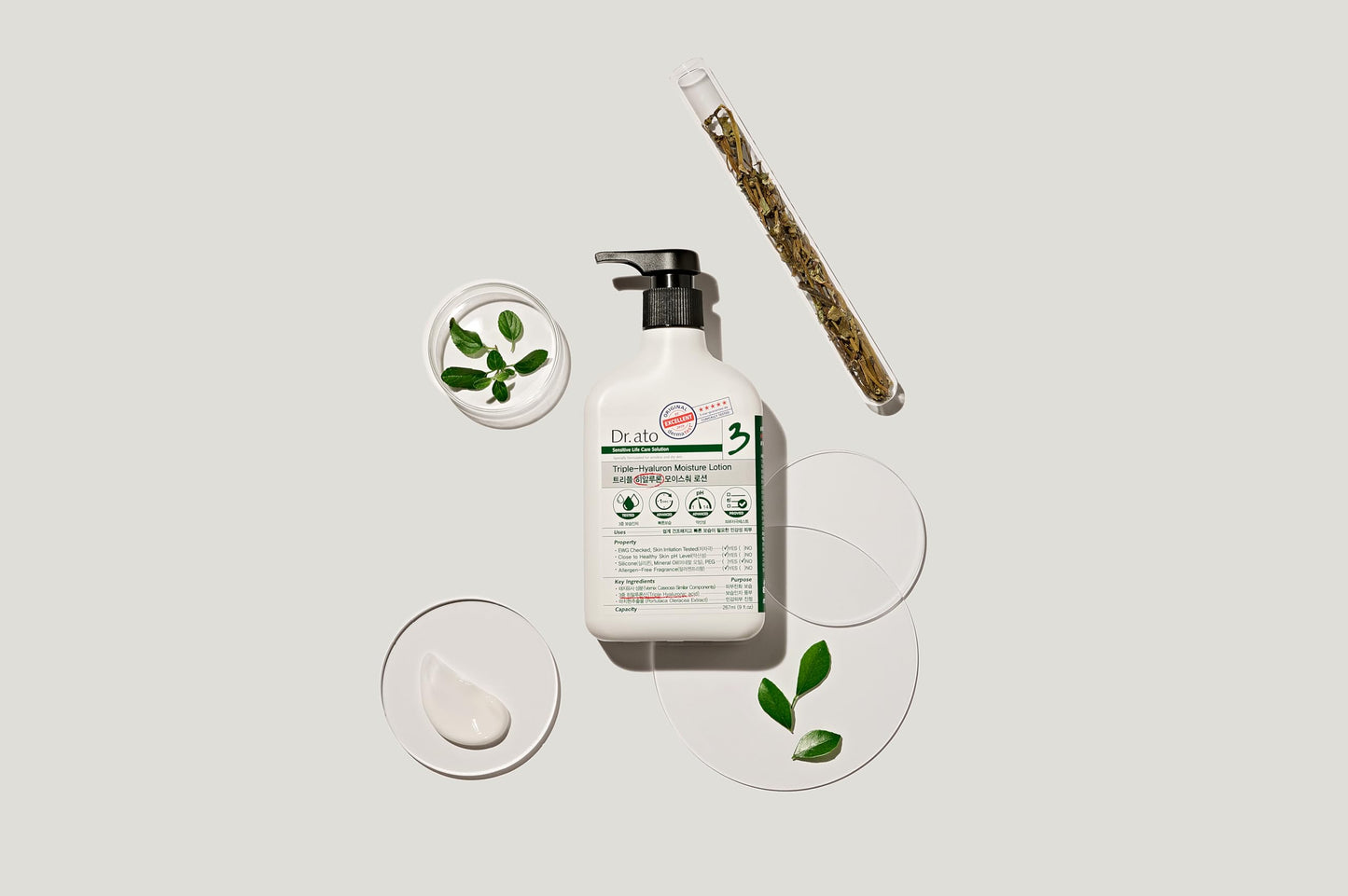 Dr. ato Rapid Moisturizing Daily Lotion for Body & Face with Triple Hyaluronic Acid, Vegan, Korean Skincare (10.4 Fl Oz)