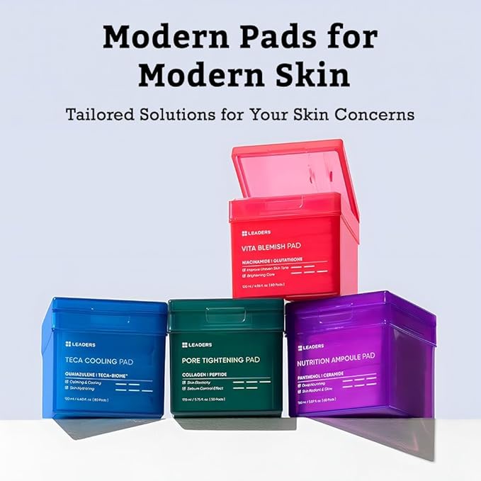 LEADERS Nutrition Ampoule Toner Pad - Deep Nourishing Hydrating for Glowing Skin | Vegan-Certified | Korean Skincare 60 Pads x 150ml