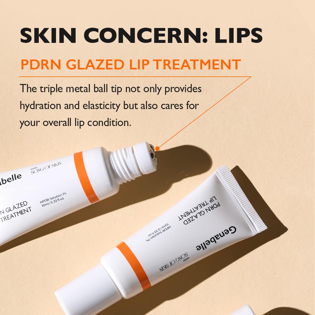 Genabelle PDRN Glazed Lip Treatment – Hydrating & Plumping Lip Balm with PDRN & Peptides for Soft, Glossy Lips – Intensive Lip Repair & Moisture Lock- 0.33 fl oz