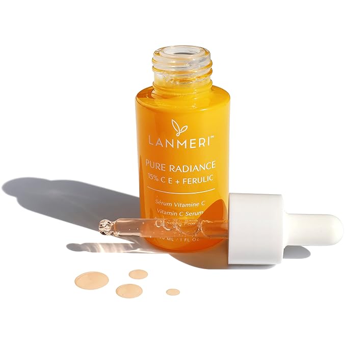 Lanmeri Ceuticals Vitamin C Serum: 15% Vitamin C, E + Ferulic Acid Face Serum for Deep Hydration, Brightening, Glowing, Anti-aging, Anti-Wrinkle - Vit C Serum for Fine Lines, Elasticity & Skin Repair