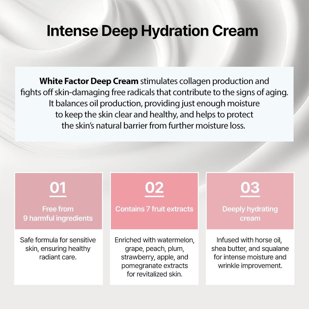 DR+LAB White Factor Deep Cream 0.34 fl oz /10ml Intensive Deep Hydrating for Uneven Skin Tone Glow Radiance Face Cream Korean Skincare