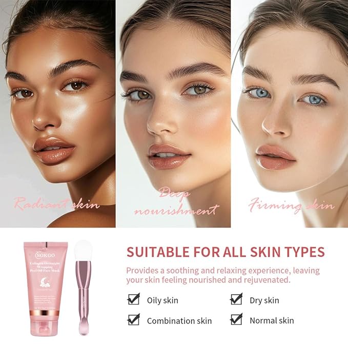 Collagen Overnight Wrapping Mask, Intensive Hydration Anti Aging Overnight Skin Treatment, Boosts Elasticity and Firmness, Revitalizes Dull Skin Reduces Fine Lines and Wrinkles (1PCS)