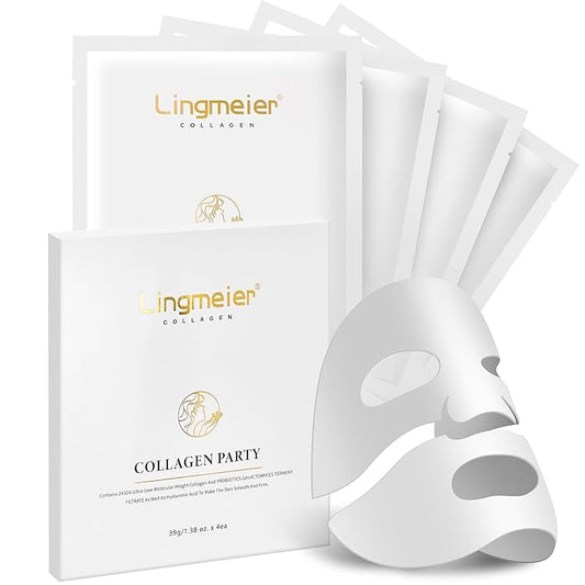 Collagen Face Mask - 80,000ppm Marine Hydrolyzed Collagen & Hyaluronic Acid | Overnight Hydration Gel Sheet for Deep Moisture | Gentle Formula, Safe for Sensitive Skin