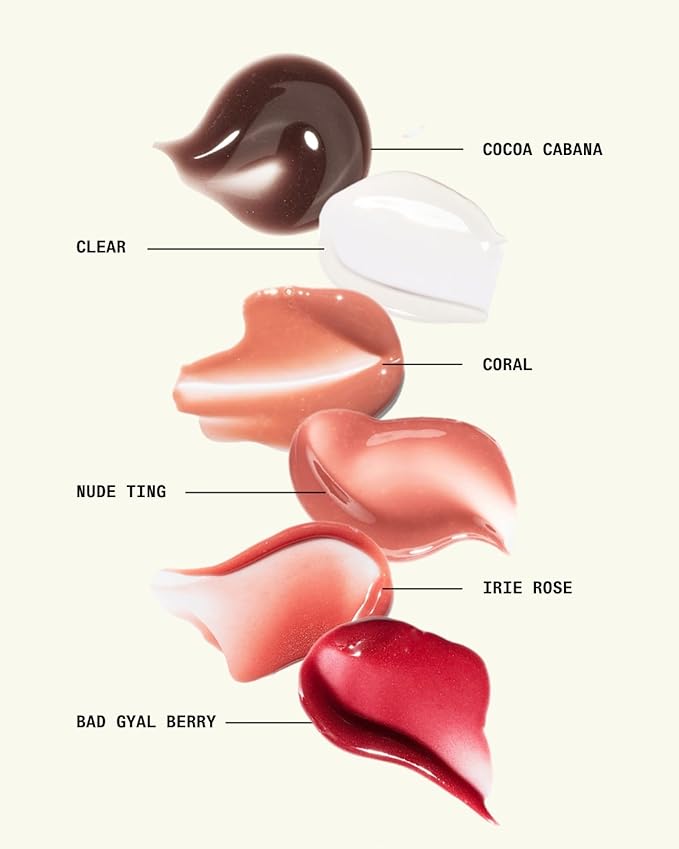 Cay Skin Isle Lip Balm SPF 30 – High Shine, Hydrating + Sheer Lip Gloss in Vanilla Brown Sugar Flavor – Formulated with Natural Ingredients for All Skin Tones – 3-Pack, Rose, Berry, Clear