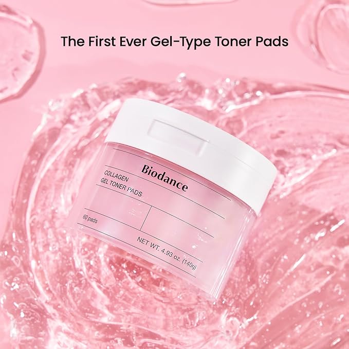 Biodance Collagen Gel Toner Pads, Pore Minimizer for Face, Improving Elasticity, Gentle Exfoliating Toner Pads for Sensitive Skin, Korean Skincareㅣ4.93 fl.oz.(140g)*60Pads