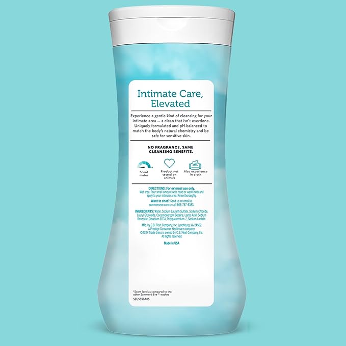 Summer's Eve Fragrance Free Gentle Daily All Over Feminine Body Wash, Removes Odor, Feminine Wash pH Balanced, 15 fl oz, 3 Pack
