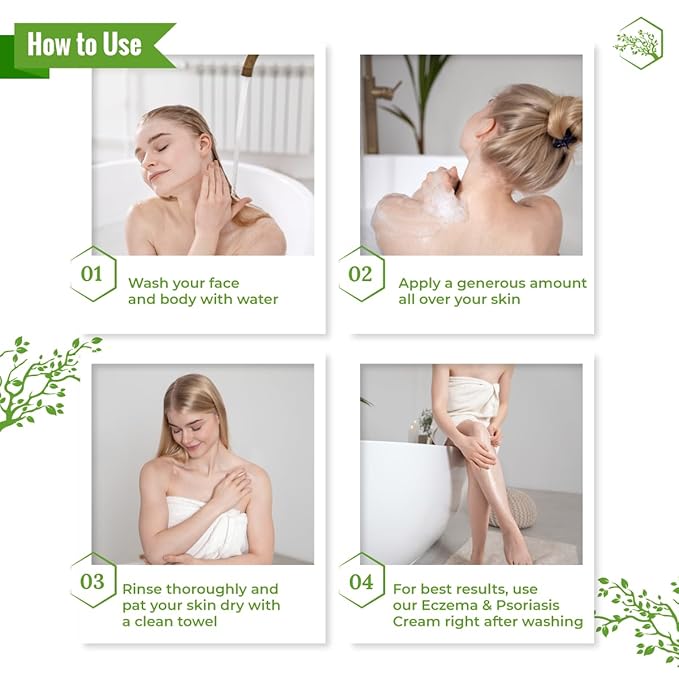 Moisturizing Eczema Body Wash – Gentle Psoriasis Body Wash for Itchy, Dry Skin Relief – Eczema Soap for Redness and Flareups – Hydrating Cleanser for Women and Men