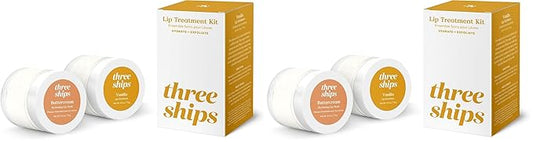 Three Ships Lip Treatment Kit - Buttercream Hydrating Lip Mask and Vanilla Lip Exfoliator – Soothing Natural Lip Care for Dry, Damaged Lips – As Seen on Dragons’ Den, 2 x 15g (Pack of 2)
