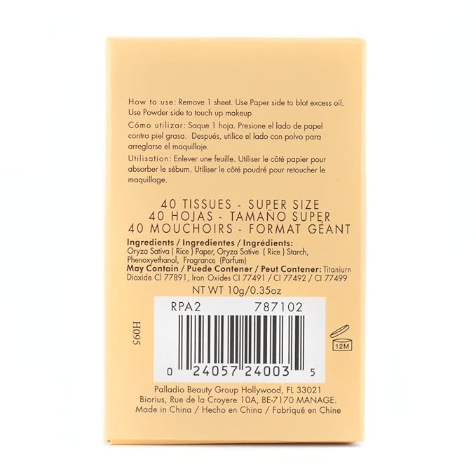 Palladio Facial Tissues for Oily Skin, Face Blotting