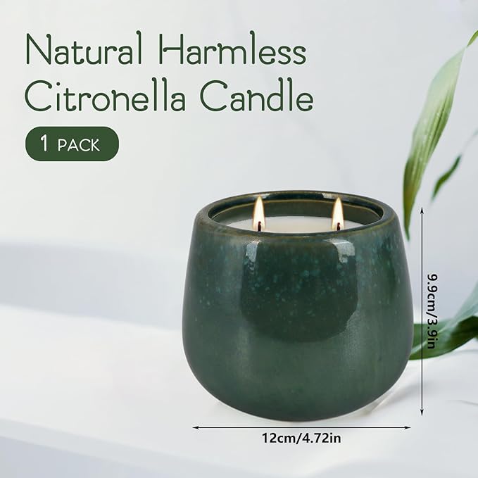 1 Pack Outdoor Citronella Candle Ceramic Mug |Outdoor - Safe for Picnic, Patio, Camping Adventures & Indoor, Great Gift Idea.