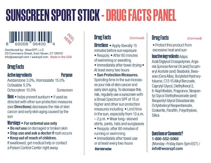 50 Sunscreen Sport Stick with Broad Spectrum SPF 50 UVA/UVB Protection, Sweat- & Water-Resistant Portable Hands-Free Stick for Face & Body, 0.5 oz.