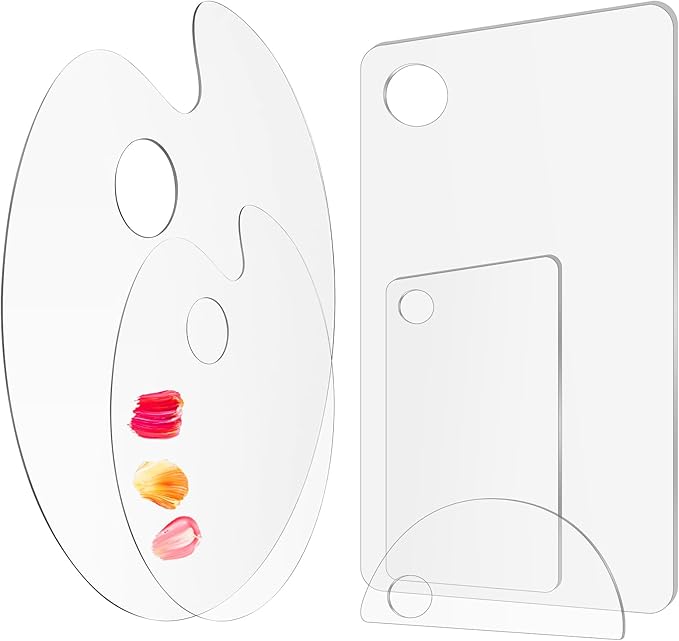 5PCS Acrylic Paint Palette Clear Paint Pallet,Transparent Non-Stick