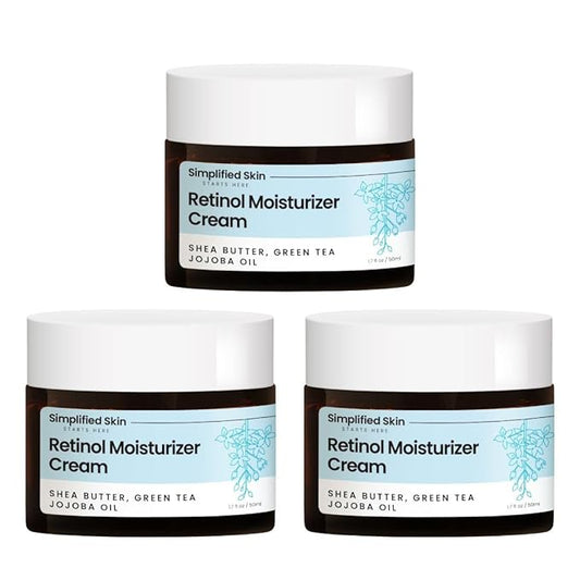 Retinol Cream for Face (Pack of 3) - 2.5% Retinol Moisturizer with Vitamin E & Hyaluronic Acid for Anti-Aging & Wrinkles - Hydrating Facial Moisturizer Cream - 1.7 Oz