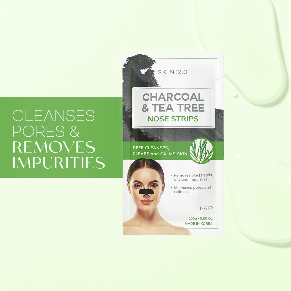 Skin 2.0 Tea Tree & Charcoal Peel-Off Face Mask - Blackhead Remover, Reduces Acne & Pores, Deep Cleansing - Dermatologist Tested Korean Skincare - Clean Beauty, Cruelty-Free - 6.7 Fl oz